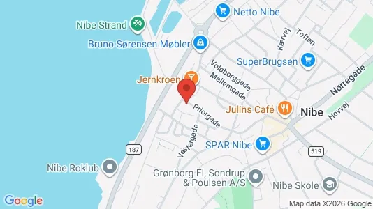 Erhvervslokaler til leje i Nibe - kort over placeringen