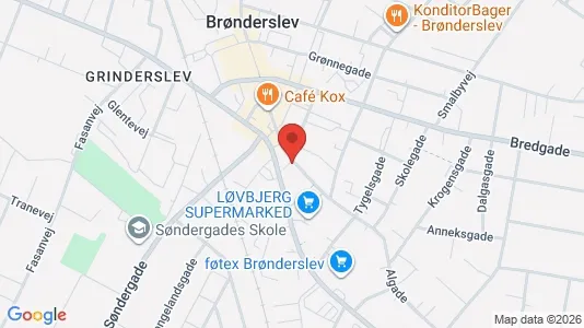 Erhvervslokaler til leje i Brønderslev - kort over placeringen