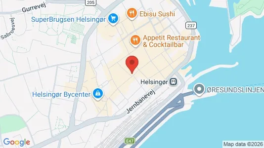 Erhvervslokaler til leje i Helsingør - kort over placeringen