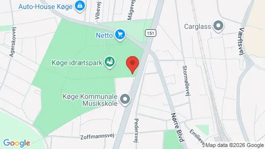 Erhvervslokaler til leje i Køge - kort over placeringen
