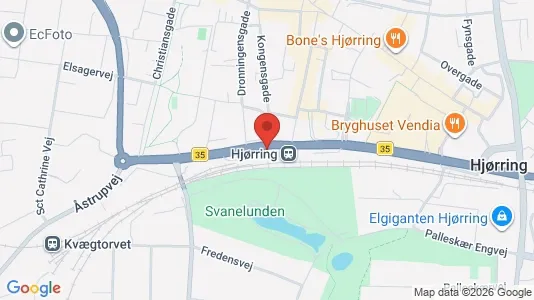 Erhvervslokaler til leje i Hjørring - kort over placeringen
