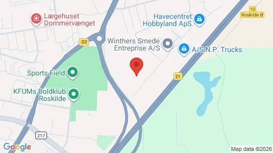 Erhvervslokaler til leje i Roskilde - kort over placeringen