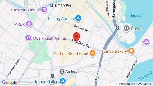 Erhvervslokaler til leje i Århus C - kort over placeringen