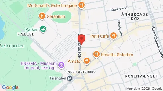 Erhvervslokaler til leje i Østerbro - kort over placeringen