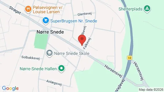 Erhvervslokaler til leje i Nørre Snede - kort over placeringen