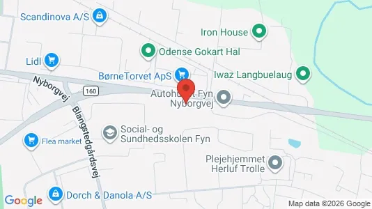 Erhvervslokaler til leje i Odense SØ - kort over placeringen