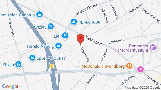 Erhvervslokaler til leje i Svendborg - kort over placeringen