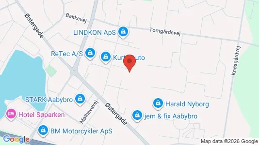 Erhvervslokaler til leje i Aabybro - kort over placeringen
