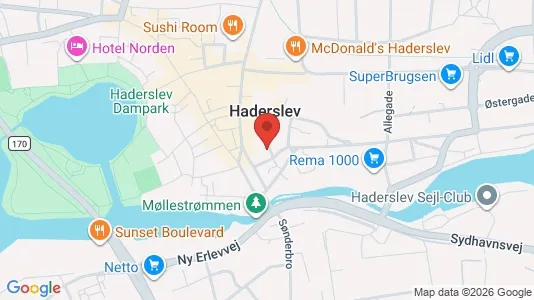 Erhvervslokaler til leje i Haderslev - kort over placeringen