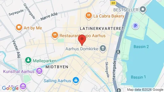 Erhvervslokaler til leje i Århus C - kort over placeringen