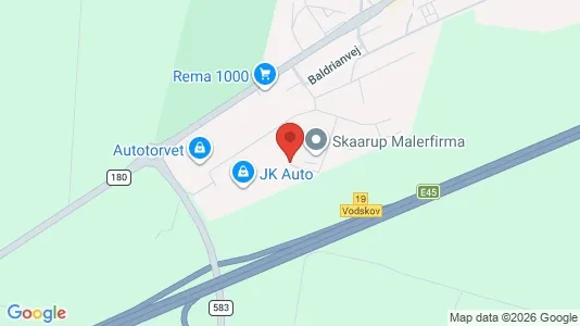 Erhvervslokaler til leje i Vodskov - kort over placeringen