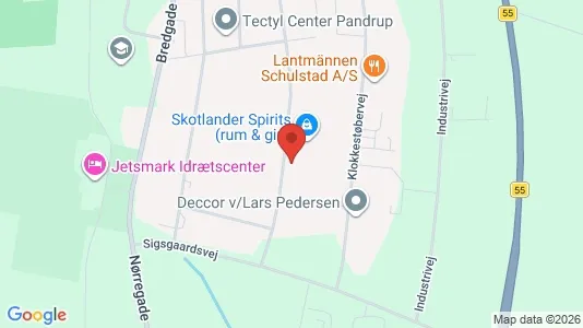 Erhvervslokaler til leje i Pandrup - kort over placeringen