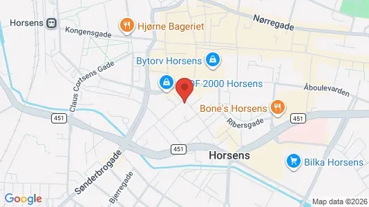 Erhvervslokaler til leje i Horsens - kort over placeringen