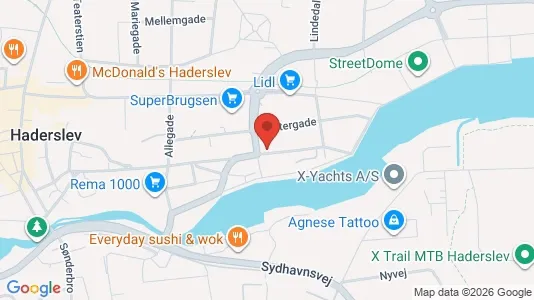 Erhvervslokaler til leje i Haderslev - kort over placeringen