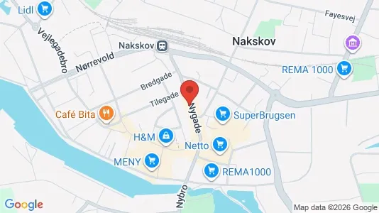 Erhvervslokaler til leje i Nakskov - kort over placeringen