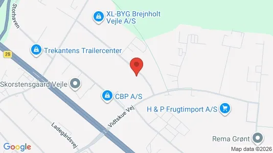 Erhvervslokaler til leje i Vejle Centrum - kort over placeringen