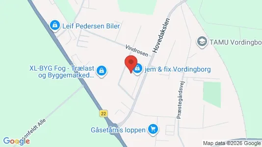 Erhvervslokaler til leje i Vordingborg - kort over placeringen
