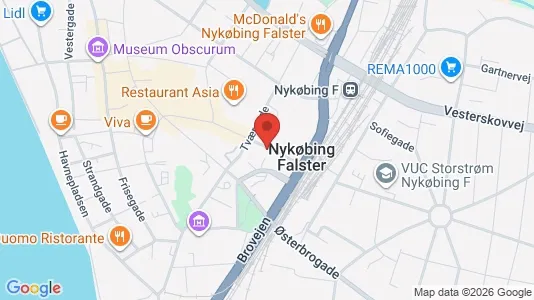 Erhvervslokaler til leje i Nykøbing Falster - kort over placeringen