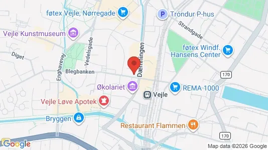 Erhvervslokaler til leje i Vejle Centrum - kort over placeringen
