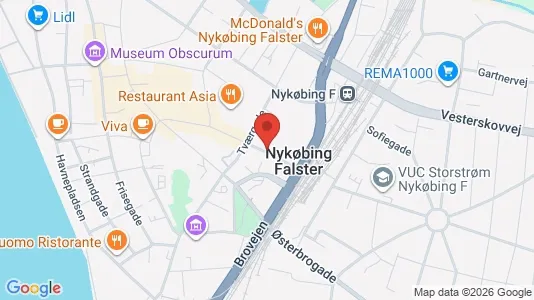 Erhvervslokaler til leje i Nykøbing Falster - kort over placeringen