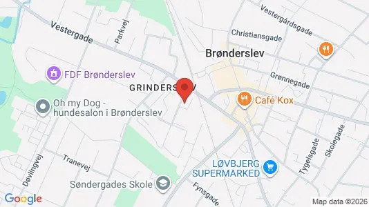 Erhvervslokaler til leje i Brønderslev - kort over placeringen