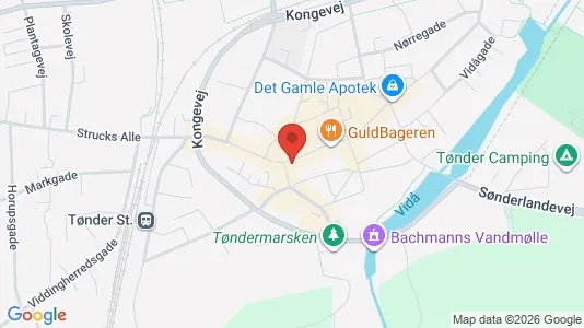 Erhvervslokaler til leje i Tønder - kort over placeringen