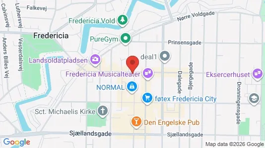 Erhvervslokaler til leje i Fredericia - kort over placeringen