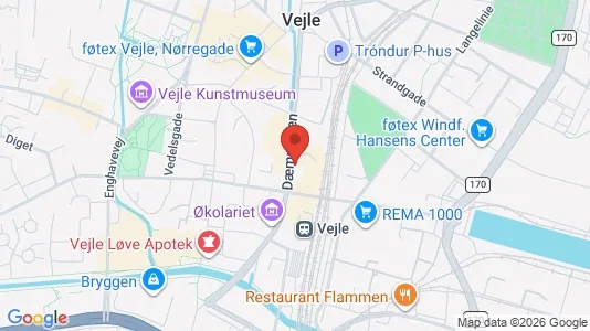 Erhvervslokaler til leje i Vejle Centrum - kort over placeringen
