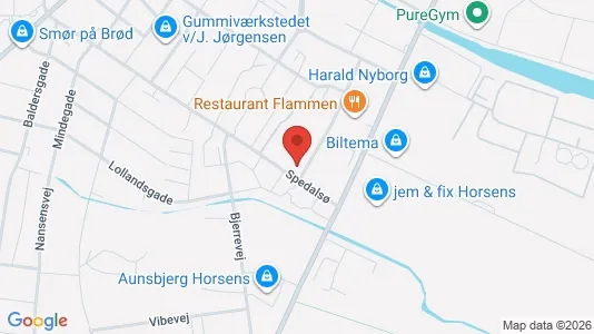 Erhvervslokaler til leje i Horsens - kort over placeringen