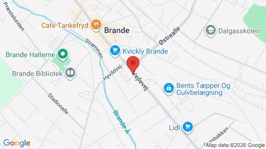 Erhvervslokaler til leje i Brande - kort over placeringen