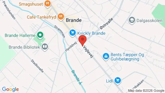 Erhvervslokaler til leje i Brande - kort over placeringen