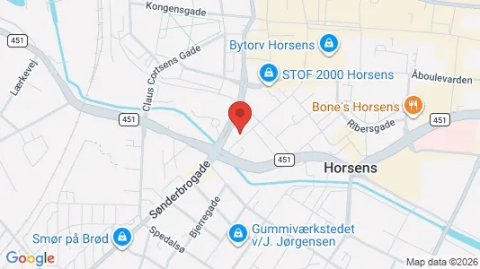 Erhvervslokaler til leje i Horsens - kort over placeringen