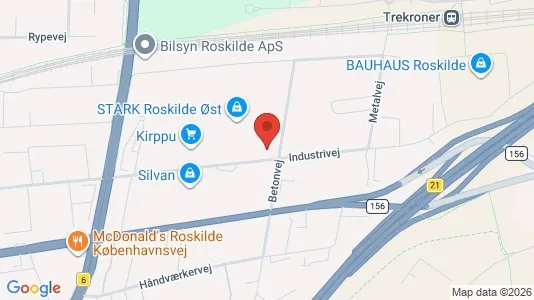 Erhvervslokaler til leje i Roskilde - kort over placeringen