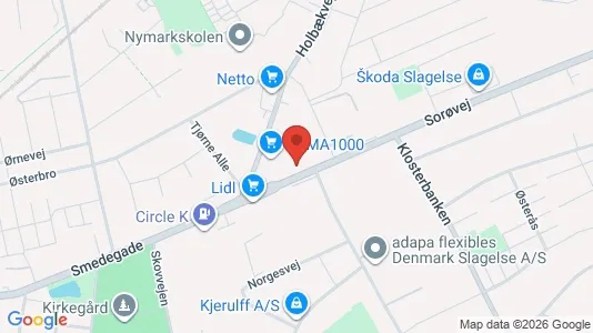 Erhvervslokaler til leje i Slagelse - kort over placeringen