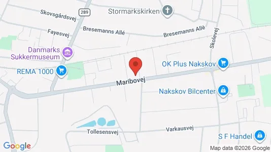 Erhvervslokaler til leje i Nakskov - kort over placeringen