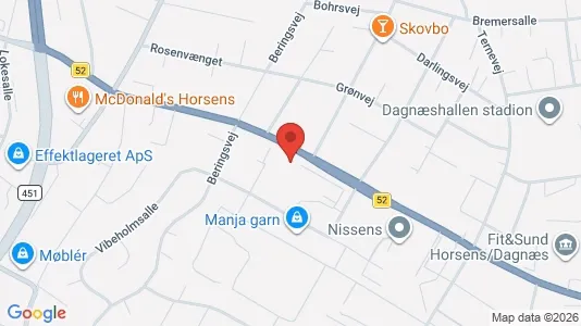 Erhvervslokaler til leje i Horsens - kort over placeringen