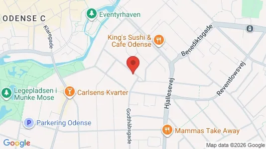 Erhvervslokaler til leje i Odense C - kort over placeringen