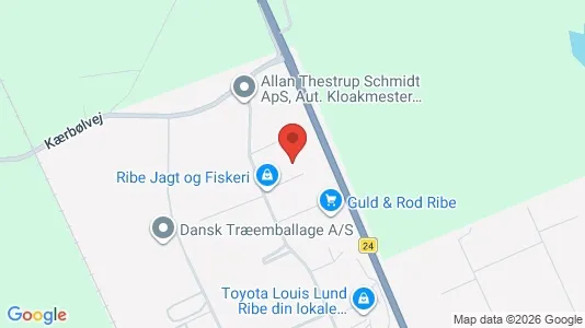 Erhvervslokaler til leje i Ribe - kort over placeringen