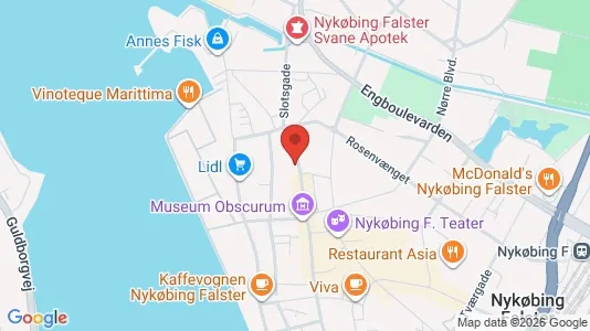 Erhvervslokaler til leje i Nykøbing Falster - kort over placeringen