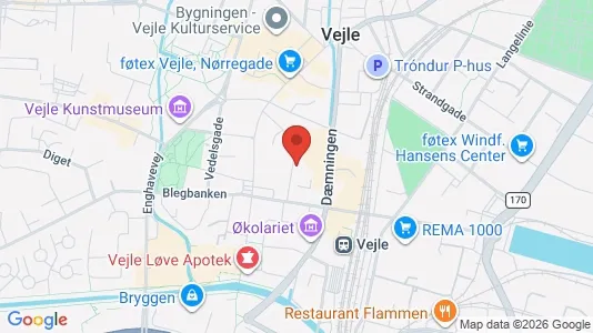 Erhvervslokaler til leje i Vejle Centrum - kort over placeringen
