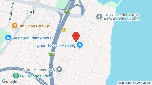 Erhvervslokaler til leje i Nørresundby - kort over placeringen