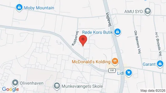 Erhvervslokaler til leje i Kolding - kort over placeringen