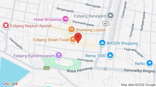 Erhvervslokaler til leje i Esbjerg Centrum - kort over placeringen