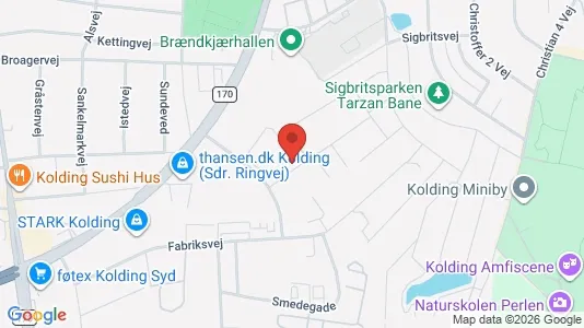 Erhvervslokaler til leje i Kolding - kort over placeringen