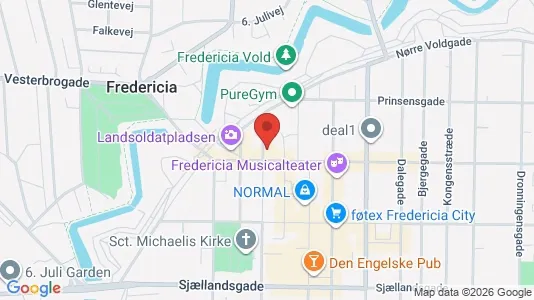 Erhvervslokaler til leje i Fredericia - kort over placeringen