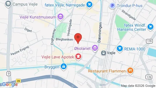 Erhvervslokaler til leje i Vejle Centrum - kort over placeringen
