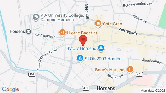 Erhvervslokaler til leje i Horsens - kort over placeringen