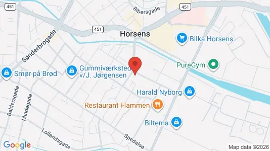 Erhvervslokaler til leje i Horsens - kort over placeringen