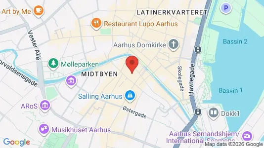 Erhvervslokaler til leje i Århus C - kort over placeringen