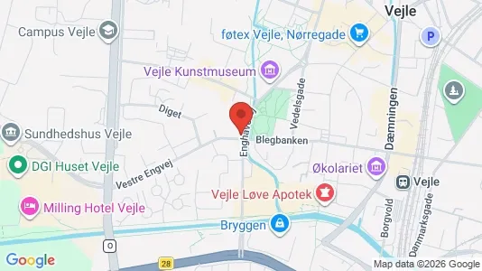Erhvervslokaler til leje i Vejle Centrum - kort over placeringen